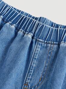 SHEIN Jeans casuales versátiles de cintura elástica y pierna ancha para adolescentes