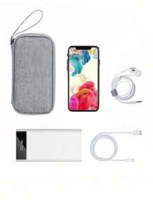 1pc Waterproof Electronic Storage Bag ,Multi-Layer Fixed Storage Bag,Multi-Zipper Portable Storage Bag- Perfect For U Disks, Hard Disks, Headphones,Portable Multipurpose Grey For Travel For Travel ,Makeup ,Cosmetic ,Vacation ,Organizer - Grey - View 5