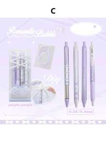 SHEIN 4pcs Soft Ribbon Gel Pens Set Ballet 0.38mm/0.5mm Ballpoint Quick-Dry Black Color Ink For Writing Gift Back To School