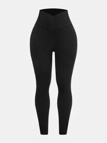 SHEIN Girlism Tween Girl 修身休闲舒适高腰交叉细节运动裤，多件装