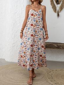EMERY ROSE Women Floral All-Over Print Spaghetti Strap Casual Dress - Multicolor - View 6