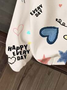 SHEIN Tween Girl Casual Loose Fit Crew Neck Long Sleeve Sweatshirt,In Fall/Winter - Multicolor - View 3