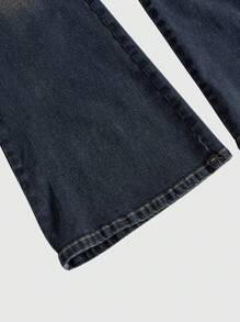 ROMWE J-Fashion Y2K辣妹蕾丝拼接超低腰复古紧身超低腰女式牛仔裤 - 藍色 - 查看 3