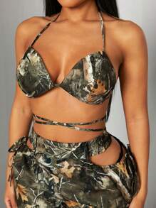 SHEIN SXY 2pcs Sexy Casual Street Camouflage Cargo Set: Bra Top And Wide Leg Cargo Pants, Daily Wear/Party/Club/Music Festival,Summer Sets - Multicolor - View 7