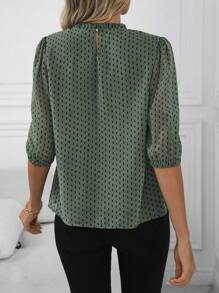 EMERY ROSE Middle-Aged Women's Spring/Summer Chiffon Mid-Sleeve Blouse, Casual Shirt For Middle-Aged & Elderly