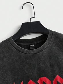 Manfinity RebelGame Men's Streetwear Knitted Acid-Washed Sleeveless Tank Top, Suitable For Everyday Wear - Red - View 4