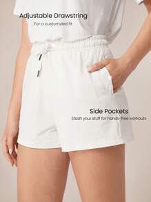 GLOWMODE Bộ 2 áo thun Modal Relaxed Fit & quần short cạp rút CloudKnit 2,5'' có túi bên hông, mặc thường ngày, xuân hè - trắng - Xem 5