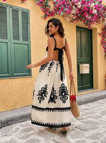Chiquease French Elegant Chiffon Bodycon Backless Bowknot Strap Design Women Dress, New Summer - Multicolor - View 2