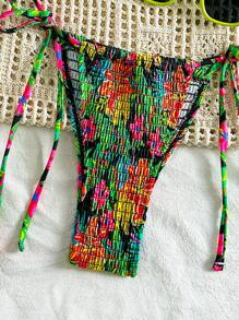 Swim Mod Springbreak Women Sexy Fashion Printed Cable Crafted Triangular Bikini Set For Summer Beach Vacation - Multicolor - View 4
