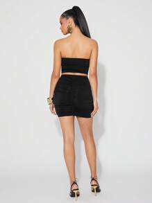 NYA SZN Rok Lente Gouden Detail Gerimpelde Zijkant Festival Zomer Minirok Club Baddie Brunch Vakantie Bruidsdiner Prom Outfits Voor Vrouwen