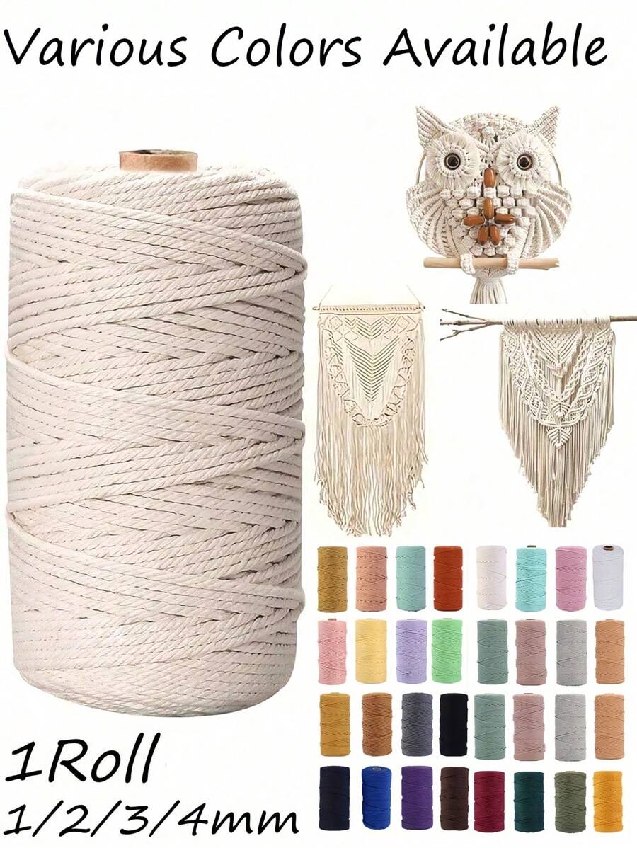 4mm*100m Macrame Rope, Premium Macrame Cord,Thick Natural Thread, Multi-Strand Synthetic Braided Rope,4 Ply Macrame Rope For Wall Hangings Decor, Plant Hangers, Crafts,Bags, DIY, Home Decorations, Gift Wrapping,Beige No. 5 Is Available In 1/2/3/4mm
