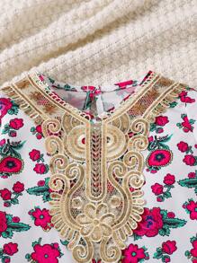 女童纯色拼接长袖休闲连衣裙