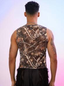 FeverCity Men's Fashion Camouflage Print Muscle Tank Top