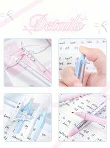 SHEIN 4pcs Soft Ribbon Gel Pens Set Ballet 0.38mm/0.5mm Ballpoint Quick-Dry Black Color Ink For Writing Gift Back To School