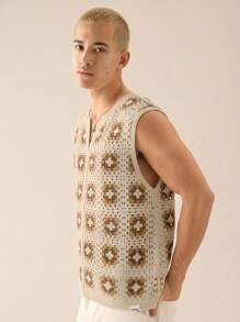 SWAVVY 男士针织无袖毛衣，休闲宽松，适合日常穿着，青春风格，校园风，秋冬 - 彩色 - 查看 3