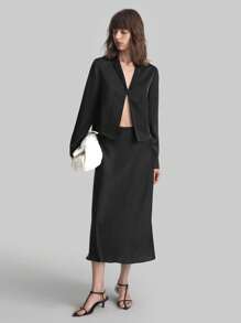 Ontre Women's Shirt Solid Color Simple Fashion Casual Daily - Black - View 2