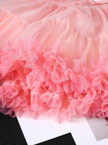 Baby Girls 2-0-25M Summer New Layered Lace Net Yarn Princess Skirt, Cute Ballet TUTU Dress Bottoms - Watermelon Pink - View 3