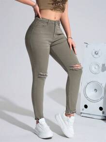 Flexra Classic Casual Denim Jeans - Army Green - View 5