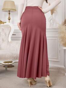 Modelyn 修身高腰鱼尾喇叭女裙 - 粉色 - 查看 2