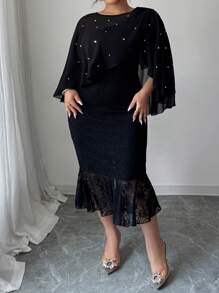 SHEIN Clasi Elegant Summer Dress For Plus-Size Women - Black - View 6