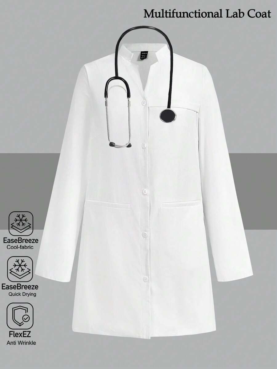 Scrubzie 抗皱女士手术服实验室工作服，白色 - 白色 - 查看 1