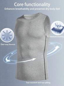 Manfinity Sport Corelite 男士圆领无袖条纹拼布休闲运动 T 恤