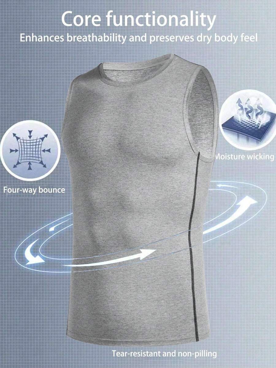 Manfinity Sport Corelite 男士圆领无袖条纹拼布休闲运动 T 恤