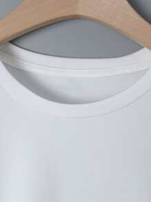 SHEIN EZwear Damska koszulka z okrągłym dekoltem i krótkim rękawem, z nadrukiem, swobodna, regularna