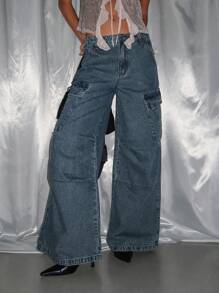 DAZY Women's Loose Relaxed Fit Cargo Pants Jeans