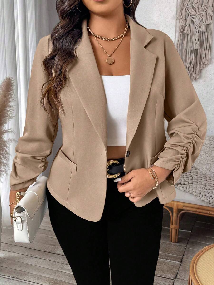 SHEIN LUNE 大码女式收腰短款轻便休闲夹克