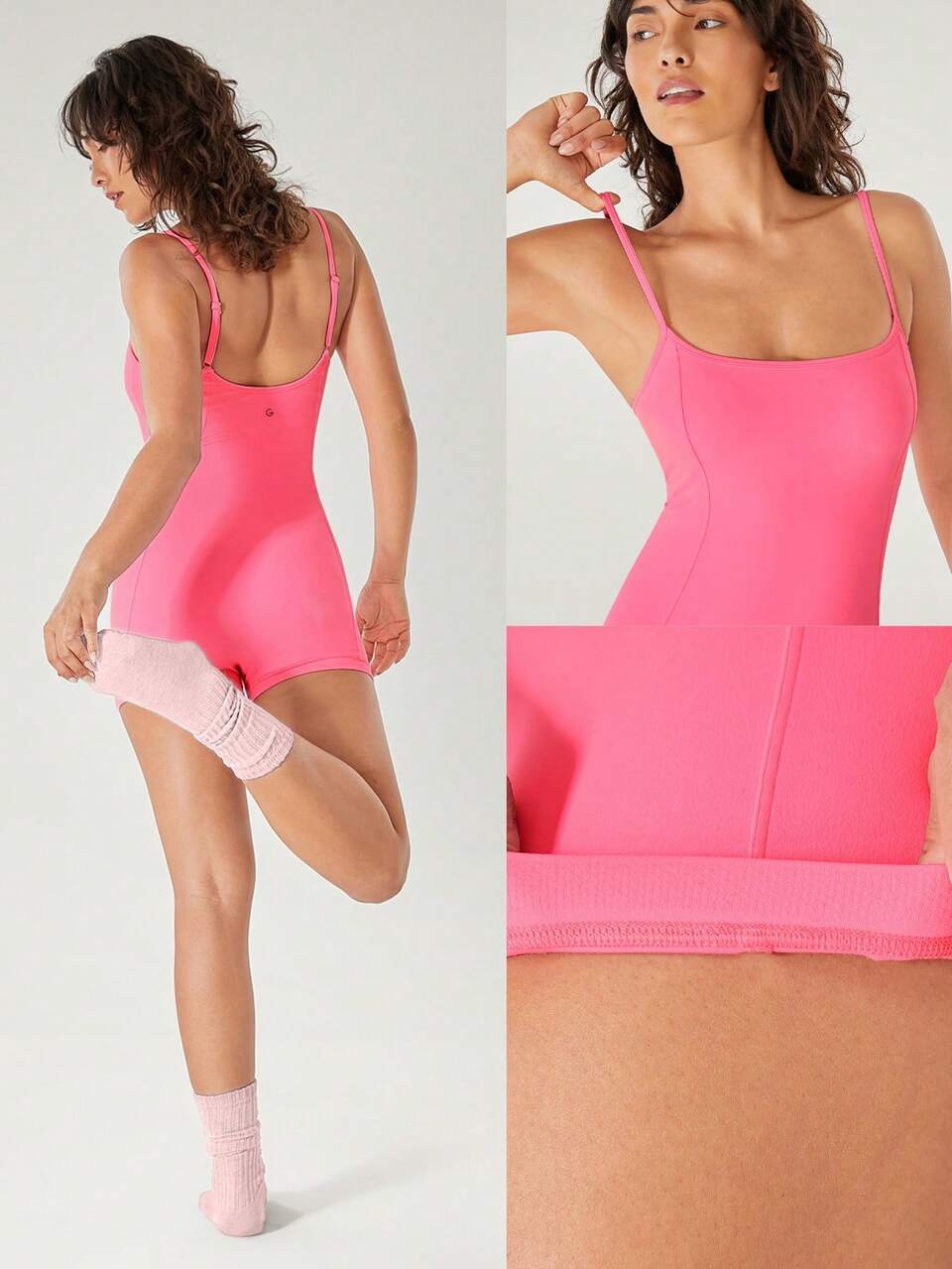 2.5'' FeatherFit™ Basic Yet Bold Adjustable Non-Slip Romper Jumpsuit Bodysuit Low Impact Yoga Pilates Daily Removable Cups Spring Summer