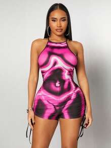 SHEIN SXY 性感休闲紧身印花连体裤，日常/派对/节日装，春/夏 - 彩色 - 查看 1