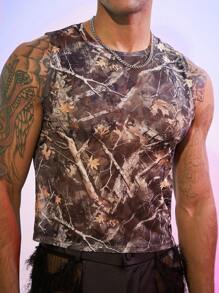 FeverCity Men's Fashion Camouflage Print Muscle Tank Top