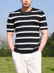 Manfinity CasualKnits Men's Casual Knit Sweater, Minimalist & Fashionable For Daily Wear - Black - View 1