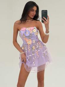 Aloruh Women Mid-Length Casual Dress, Stylish And Practical For Everyday Wear,Lavender Dress - Purple - View 2