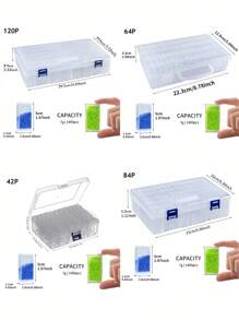 1 pieza Caja de almacenamiento transparente con múltiples rejillas, caja de almacenamiento de plástico multifuncional con mini estuches separados, solución para cuentas de pintura de diamantes DIY, encantos de arte y accesorios de joyería, ideal para manualidades DIY y almacenamiento de arte creativo - Blanco - Ver 7