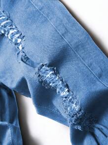 Manfinity Roughcore Men's Ripped Slim Fit Casual Pocket Denim Jeans, Versatile - Light Wash - View 4