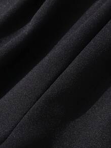 SHEIN Teen Girl Solid Color Elastic Waist Casual Simple Long Pants, Daily Wear - Black - View 8