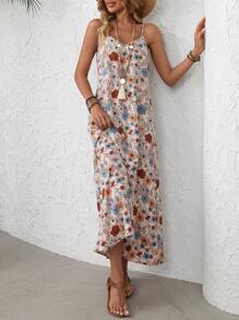 EMERY ROSE Women Floral All-Over Print Spaghetti Strap Casual Dress - Multicolor - View 5