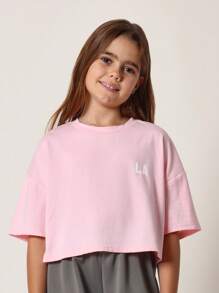 SUMWON Crop Top Set Girls Tween Fashion Pack Triple Pack Casual Short Sleeve Cotton Blend Boxy Tees Summer Spring Collection Purple White Pink