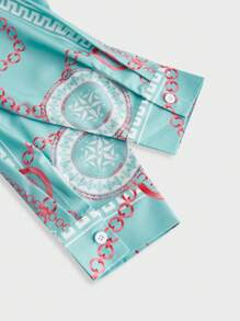 Manfinity AFTRDRK 男士长袖衬衫简约时尚休闲日常 - 薄荷藍 - 查看 4