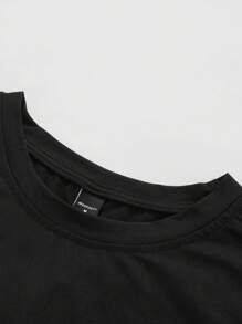 Manfinity EMRG 2pcs Men's Casual Letter & Pentagram Print Short Sleeve T-Shirt And Pants Set,Men Two Pieces Outfits,Men Tracksuit,Gothic Style Graphic,Boy Friend Gift