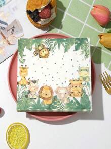 SHEIN 20-Piece Animal Kingdom Themed Disposable Napkins - 2-Ply, Perfect For Parties & Gatherings, All Seasons,Christmas - Multicolor - View 7
