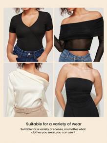 LUVLETTE Woman Lingerie Black Strapless Push-Up Underwire T-Shirt Bra Tops Corset Half Bra