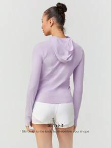 GLOWMODE Chaqueta de senderismo para exteriores con protección solar, enfriamiento por tejido de punto, panel de malla ajustada, y abertura para coleta en la espalda - Bruma de Lavanda - Ver 2