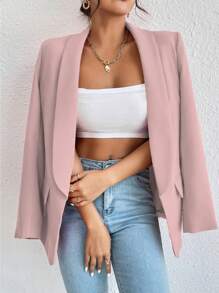 RosyDaze Casual Commuter Solid Color Shawl Collar Blazer Fall Cloth For Women - Baby Pink - View 5