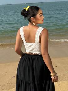 Flirla Plus Size Solid Color Camisole Top, Casual And Fashionable For Everyday Wear - White - View 3