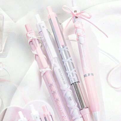 Bộ 4 bút gel ruy băng mềm Ballet 0,38mm/0,5mm Bút bi mực đen khô nhanh dùng để viết quà tặng khi trở lại trường