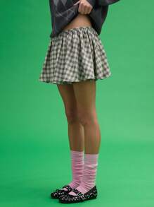 COUREZ Tailored Low Rise Check Mini Skirt Y2K Vintage - Multicolor - View 2