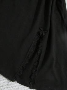 RueChic Women 2 Pcs Lace With Split Detail Homewear Sleveeless Sleep Dress Set - Multicolor - View 3